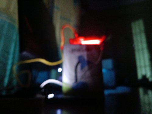 11 June, 03:40 — Powered up and logging in the dark. The status LED says it's alive.